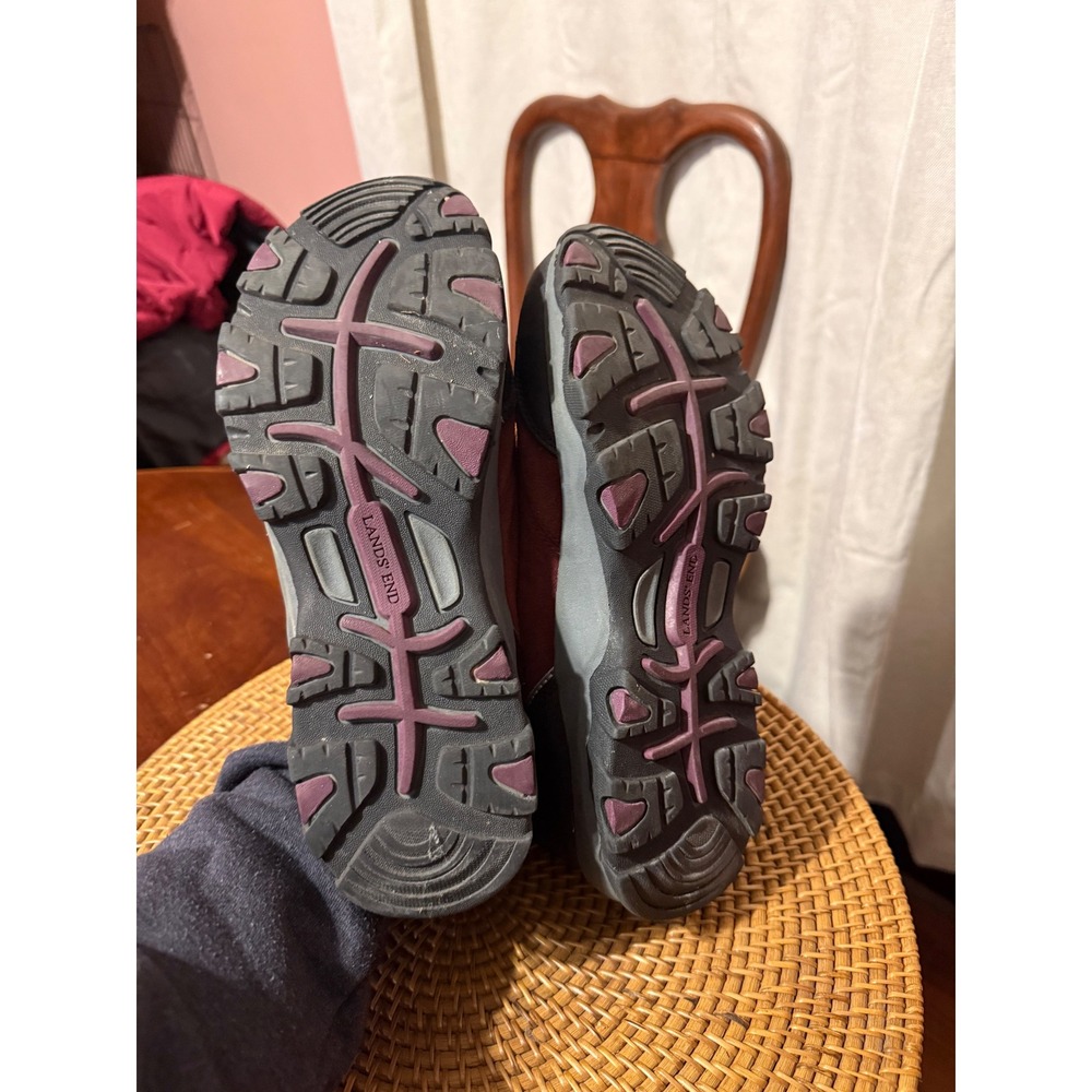 Lands End Womens 9.5 Burgundy Suede Quilted Ankle Snow Boots V2442 F2969 394044 - Picture 8 of 11